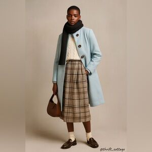 Marks & Spencer Powder Blue Long Coat Womens US 6 UK 10 Tailored Button Front